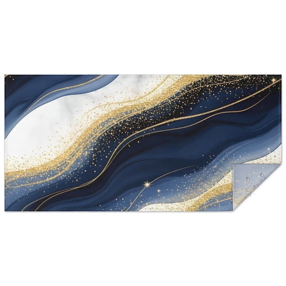 Blue White Gold Marble Pattern Rectangle Tablecloth 60"x120",Waterproof Polyester Rectangle Table Cloth, Wipeable Spillproof Polyester Tablecloth for Dining, Camping, Indoor and Outdoor