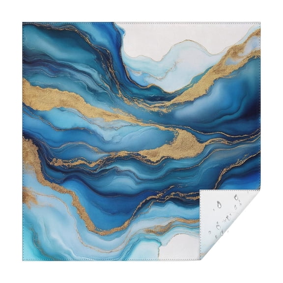 Blue White Gold Marble Pattern Square Tablecloth,Waterproof Square Table Cover,Wipeable Spillproof Washable Table Cover for Home Kitchen Party Decor 42"X42"(107x107cm)