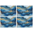 thumbnail image 1 of Blue White Gold Marble Pattern Summer Placemats Table Placemats Set Of 4-Linen Kitchen Washable Placemats Table Mats 11.8"x17.7" Non-Slip Heat Resistant, 1 of 6
