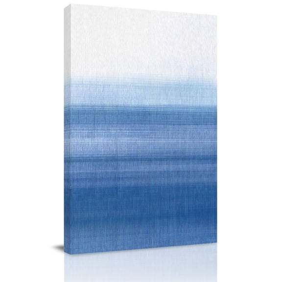 Blue White Gradient Canvas Wall Art for Living Room, Abstract Ombre Texture Modern Art Poster Print Painting for Bedroom Office Home Decoration Wall Pictures Prepare To Hang 8"x12"