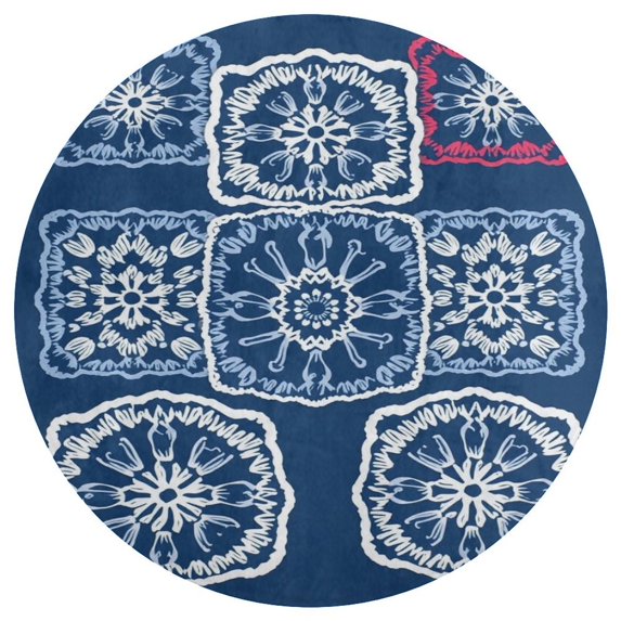 Blue Lounge Rug Blue White Granny Squares Rugs for Bedroom Large Area Living Room ...