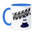 thumbnail image 1 of 3dRose, Blue, White, Gray Under Construction Sign and Construction Cone, 15oz Two-Tone Blue Mug, 1 of 7