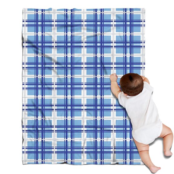 Blue and White Grid Pattern Blanket,Comfortable Soft Flannel Throw Blanket,All Season,Warm Lightweight Blankets for Sofa Bed Couch Living Room Chair,30"x40"