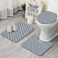 thumbnail image 1 of Blue and White Intricate Pattern Bathroom Rugs Sets 3 Piece,Toilet Cover Set,Absorbent Non Slip Bathroom Mats Sets with U-Shaped Contour Rug Toilet Rug Set, 1 of 5