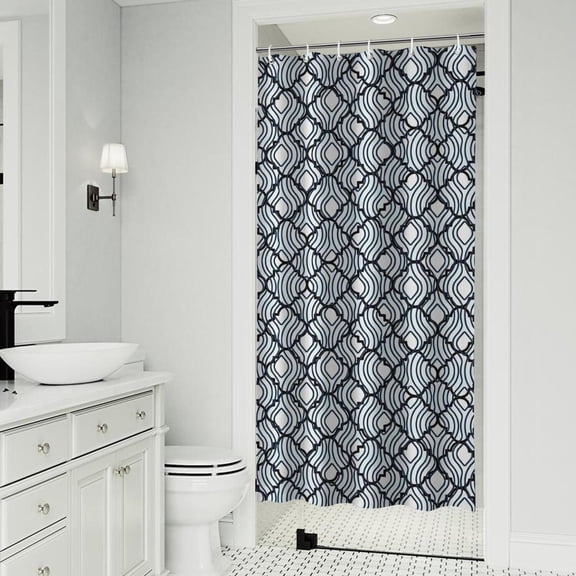 Blue and White Intricate Pattern Shower Curtain 36"x72" ,Bathroom Decorative Shower Curtains Set with 12 Hooks,Modern Waterproof Washable Shower Curtain