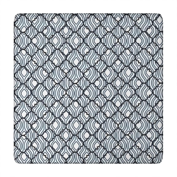 Blue and White Intricate Pattern Square Fitted Tablecloth with Elastic Edge,Square Table Cover,Washable Elastic Table Cover for Home Kitchen Party Decor 34"x34"