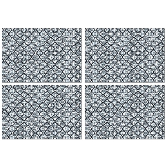 Blue and White Intricate Pattern Summer Placemats Table Placemats Set Of 4-Linen Kitchen Washable Placemats Table Mats 11.8"x17.7" Non-Slip Heat Resistant