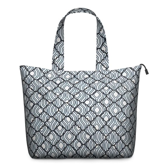 Blue and White Intricate Pattern Travel Tote Bags for Women Carry On,Large Weekender Bags for Women Travel,Multi Functional Duffle Bag for Work,Shopping,Sports