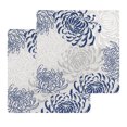 thumbnail image 1 of Blue White Kitchen Dish Towels for Drying Dishes Set of 2, Abstract Grey Chrysanthemum Flower Floral Waffle Weave Microfiber Hand Tea Bathroom Towels Quick Dry & Absorbent Towel 12x12, 1 of 7