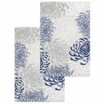 thumbnail image 1 of Blue White Kitchen Dish Towels for Drying Dishes Set of 2, Abstract Grey Chrysanthemum Flower Floral Waffle Weave Microfiber Hand Tea Bathroom Towels Quick Dry & Absorbent Towel 15.7x23.6, 1 of 7