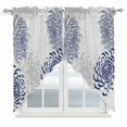 thumbnail image 1 of Blue White Kitchen Window Curtains, Swag Curtains Valance for Bedroom Living Room Bathroom, Abstract Grey Chrysanthemum Flower Floral Rod Pocket Window Treatment Curtain Block Drapes 2 Panels 36"x36", 1 of 9