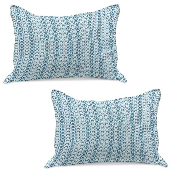 Blue and White Knitted Quilt Pillowcover Set of 2, Retro Modern Pattern ...