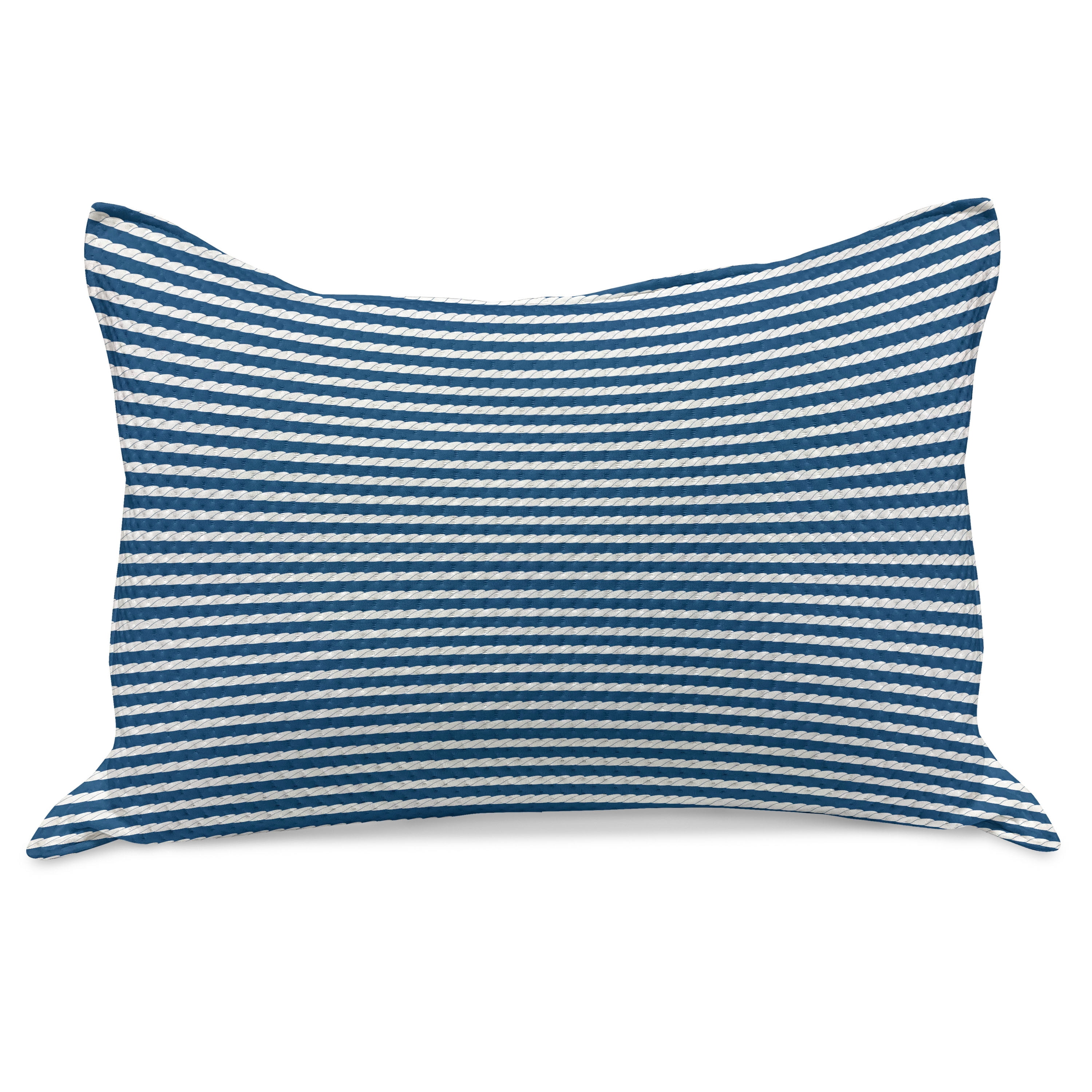 Blue and White Knitted Quilt Pillowcover, Yacht Navy Marine Themed
