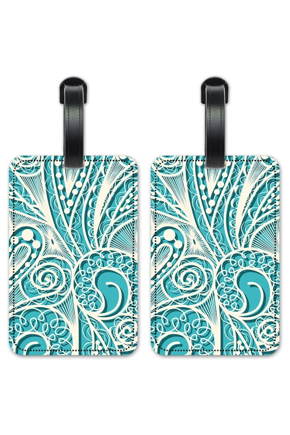 Blue & White Lace - Luggage ID Tags / Suitcase Identification Cards - Set of 2