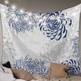 thumbnail image 1 of Blue White Large Tapestry for Bedroom Wall Hanging Tapestry, Abstract Grey Chrysanthemum Flower Floral Ceiling Backdrop Tapestries Poster Blanket Wall Decor for Teens Room Living Room Dorm 86" x 104", 1 of 8