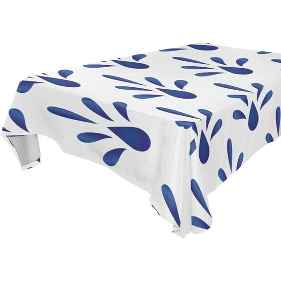 Blue White Leaf Rectangle Tablecloth, Dust Proof Anti Wrinkle Wipeable Table Cloth Tabletop for of Dinner Kitchen Wedding Holiday Party 60"x120" Home Decor
