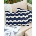 thumbnail image 1 of Blue and White Line Wave Stripe Outdoor Pillow Covers Waterproof Throw Pillow Cover 20x12 Set of 2,Rectangle Decorative Pillowcases Cushion Case for Patio Sofa Couch,Minimalist Seashore Geometric Art, 1 of 7