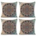 thumbnail image 1 of Blue and White Mandala Linen Throw Pillow Covers Boho Decorative Pillow Cases 18x18 inch Cushion Case Set of 4 Couch Pillows Cover for Sofa Bedroom Living Room Car, 1 of 8