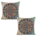 thumbnail image 1 of Blue and White Mandala Linen Throw Pillow Covers Boho Decorative Pillow Cases Cushion Case Couch Pillows Cover for Sofa Bedroom Living Room Car 18x18 inch Set of 2, 1 of 8