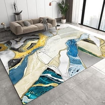 Blue White Marble Area Rugs, Color Fluid Art Oil Painting Doodle Bedroom Rug, Living Room Carpet Do Not Fade Pattern Clear Apply To Kitchen Dining Room Study Room 1x2ft