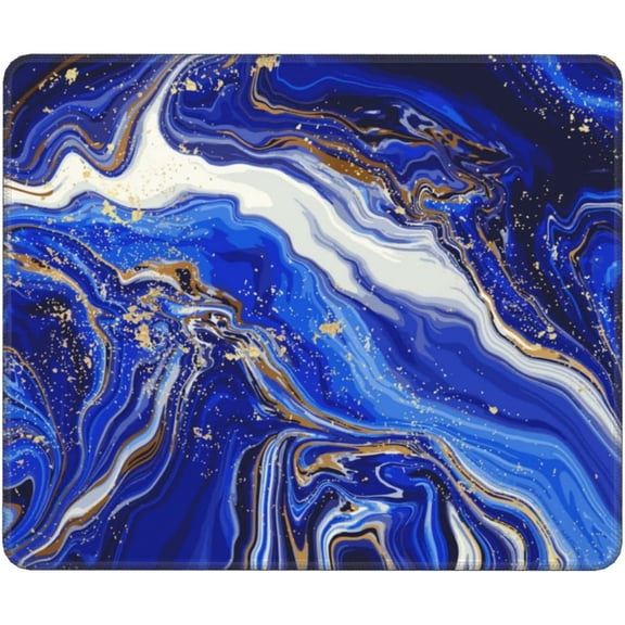 Blue White Marble Mouse Pad, Gaming Mouse Mat for Adults Women Men Boys Girls Desk, Square Waterproof Mouse Pad Non-Slip Rubber Base MousePads for Office Home Laptop Travel, 12x10 Inch