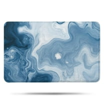 Blue White Marble Pattern Bathroom Rugs Mat,Non Slip Microfiber Bathroom Rug,Rubber Backing,Soft Bathroom Mats for Bathroom Floor,Tub and Shower,17x27in(43x68cm)