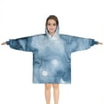thumbnail image 1 of Blue White Marble Pattern Blanket Hoodies for Kids 6-13YR Oversize Wearable Blanket Hoodies for Boys Girls Teens, 1 of 7