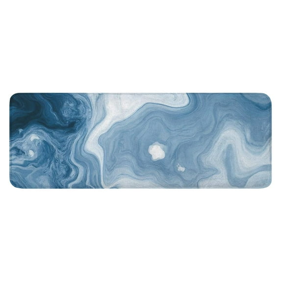 Blue White Marble Pattern Kitchen Rug Mat,Kitchen Runner Rugs Non Skid Washable,Decorative Kitchen Floor Mats for Kitchen,Sink,Laundry,17"x47.2"