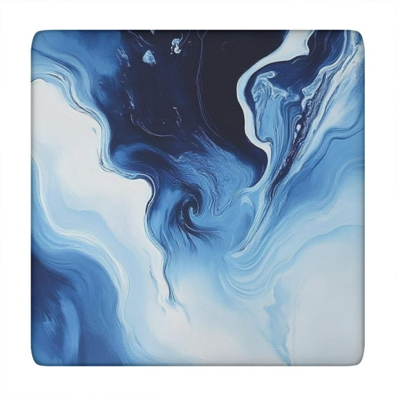 Blue White Marble Pattern Square Fitted Tablecloth with Elastic Edge,Square Table Cover,Washable Elastic Table Cover for Home Kitchen Party Decor 34"x34"