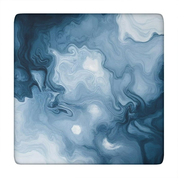 Blue White Marble Pattern Square Fitted Tablecloth with Elastic Edge,Square Table Cover,Washable Elastic Table Cover for Home Kitchen Party Decor 34"x34"