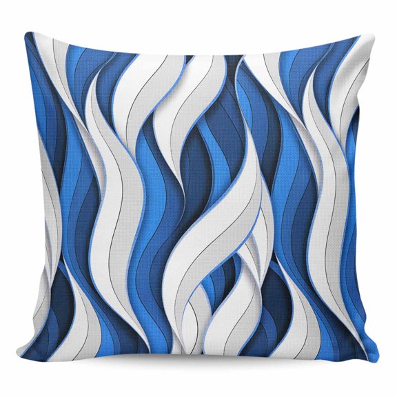 Blue White Moire Pillow Covers 16x16 Inch Decorative Throw Pillow Cover, Modern Abstract Art Sofa Pillowcases Accent Cushion Case Home Decor Bedroom Living Room