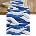 thumbnail image 1 of Blue White Moire Table Runner 72 Inches Long Farmhouse Dress Scarves, Modern Abstract Art Dining Tablerunner for Coffee Table/Kitchen Island/Party Décor, 13" x 72", 1 of 8