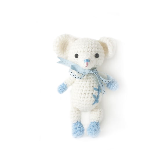 Blue-White Mouse Handmade Amigurumi Stuffed Toy Knit Crochet Doll VAC
