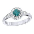 thumbnail image 1 of AFFY Blue & White Natural Diamond Frame Engagement Ring in 14K Solid Gold (0.37 cttw), 1 of 1