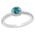 thumbnail image 1 of AFFY Blue & White Natural Diamond Frame Engagement Ring in 14k White Gold, 1 of 1