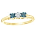 thumbnail image 1 of AFFY Blue & White Natural Diamond Three Stone Engagement Ring in 10k Yellow Gold, 1 of 1