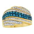 thumbnail image 1 of AFFY Blue & White Natural Diamond Wave Ring In 10k Yellow Gold, 1 of 1