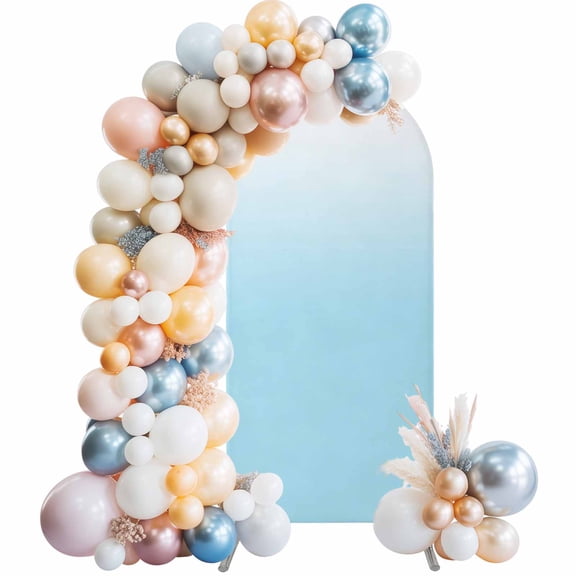 Blue White Ombre Arch Backdrop Cover, Spandex Fitted Wedding Arch Cover, Gradient Color Modern Abstract Art Round Top Stand Covers for Birthday Ceremony Bridal Shower Party Decor 4x1.65 Ft