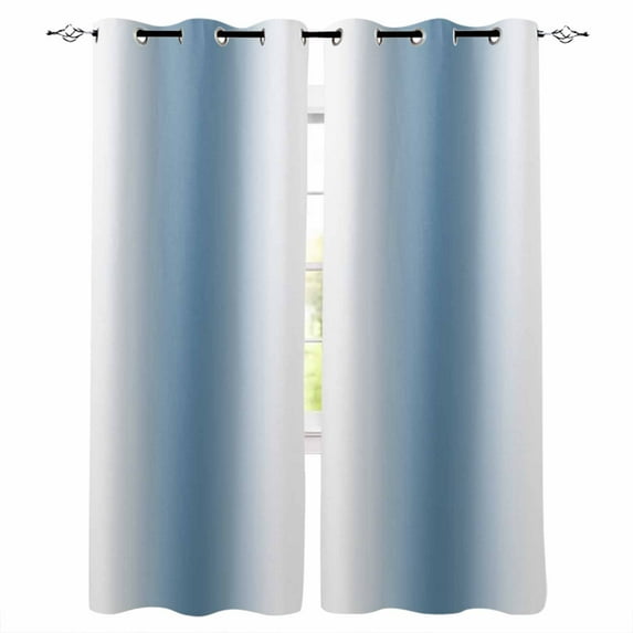 Blue White Ombre Blackout Curtains 90 Inches Long for Bedroom, Modern Abstract Art Farmhouse Gradient Thermal Insulated Room Darkening Black Out Window Curtain Panels Grommet Drapes for Living Room