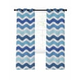 thumbnail image 1 of Blue White Ombre Blackout Curtains, Light Blocking Print Window Curtains, Modern Geometric Gradient Ocean Striped Thermal Insulated Window Drapes for Living Room 2 Panels, 104"W x 63"L, 1 of 9