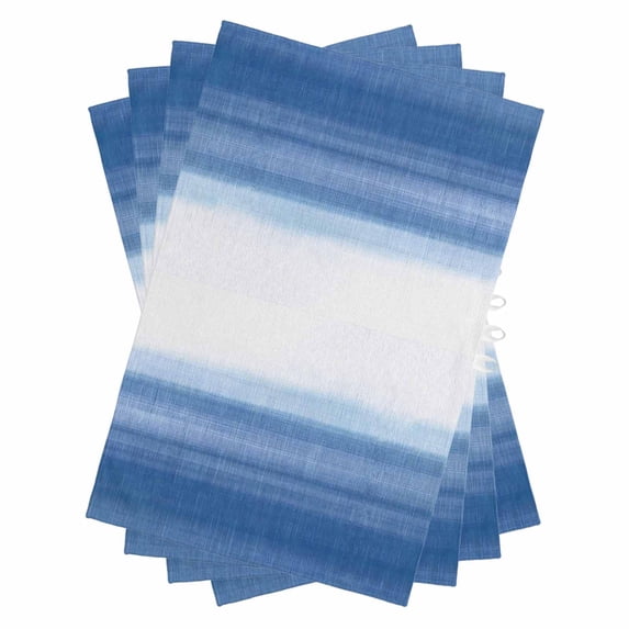 Blue White Ombre Kitchen Towels Set of 4, Water Absorbent Dish Towel, Modern Abstract Striped Lines Art Decorative Hand Towels - Quick Drying Cloth for Cooking Baking, 18x28 Inch