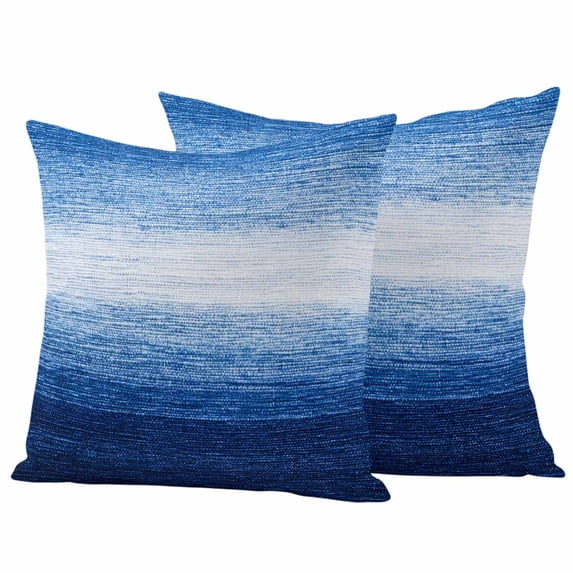 Blue White Ombre Outdoor Waterproof Pillow Covers, Gradient Abstract Gradient Texture Decorative Square Throw Pillowcase Sofa Cushion Sham for Patio/Couch/Chair, 18"x18" 2 Pack