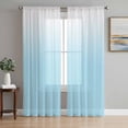 thumbnail image 1 of Blue White Ombre Semi Sheer Curtains 72 Inch Length 2 Panels Set, Gradient Color Modern Abstract Art Sheer Kitchen Curtain Privacy Voile Window Curtain for Living Room Bedroom Rod Pocket Drapes, 1 of 7