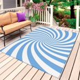 thumbnail image 1 of Blue White Outdoor Rug for Patio/Deck/Porch, Non-Slip Large Area Rug 5 x 7 Ft, Farmhouse Striped Spiral Vortex Abstract Indoor Outdoor Rugs Washable Area Rugs, Reversible Camping Rug Carpet Runner, 1 of 8