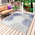 thumbnail image 1 of Blue White Outdoor Rug for Patio/Deck/Porch, Non-Slip Large Area Rug 5 x 8 Ft, Abstract Grey Chrysanthemum Flower Floral Indoor Outdoor Rugs Washable Area Rugs, Reversible Camping Rug Carpet Runner, 1 of 8