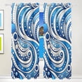 thumbnail image 1 of Blue White Partern Black Out Curtains 84 Inch Length for Bedroom Living Room Windows 2 Panels Set, 1 of 6