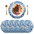 thumbnail image 1 of Blue White Partern Black Round Placemats Plate Mats 15 Inch Non-Slip Heat Resistant Washable PVC Set Indoor for Kitchen Dining Table 1PC, 1 of 6