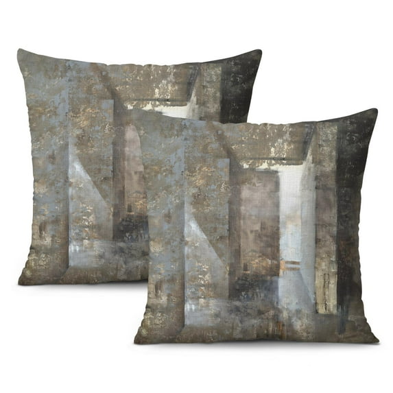 Blue and White Pillow Covers, 16x16 Inch | Set of 2 Modern Abstract Oil Painting Art Cushions | Dazzling Decor for Couch or Bedroom | Blue Decorative Pillows