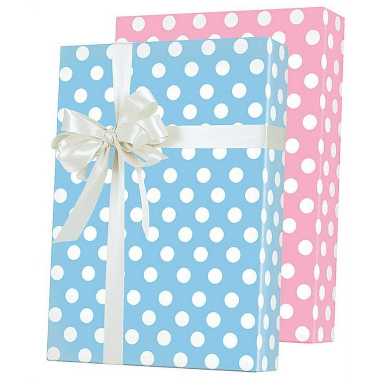 Pink wrapping paper with white polka dots online