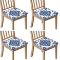 thumbnail image 1 of Blue and White Pioneer Flower Seat Covers for Dining Room Chairs Set Of 4,Stretch Printed Washable Chair Seat Cover with Elastic Ties and Button,Removable Waterproof Couch Cushion Covers, 1 of 6
